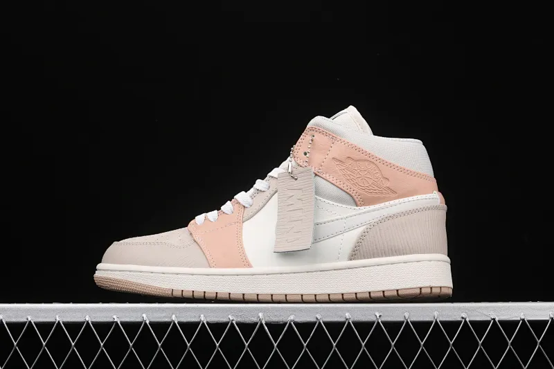 All categories Air Jordan Jordan series basketball shoes Air Jordan 1 Mid Air Jordan 1 Mid AJ1 Joe 1 Khaki Milan light gray beige stitching milky white mid-top CV3044-100
